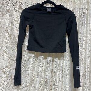 Victoria’s Secret PINK Active Seamless Long Sleeve Black Workout Cropped Top